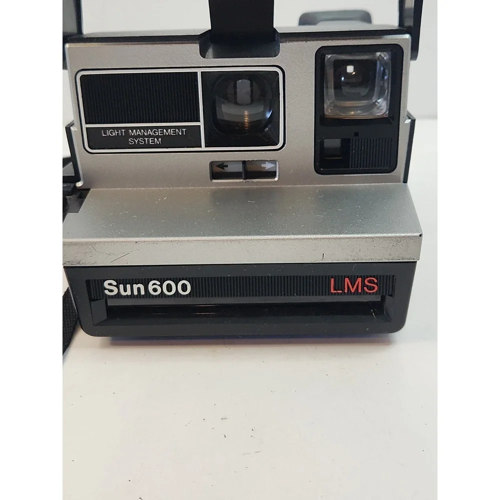 Polaroid Sun 600 LMS Instant Film Camera Black Silver Untested For Parts Repair